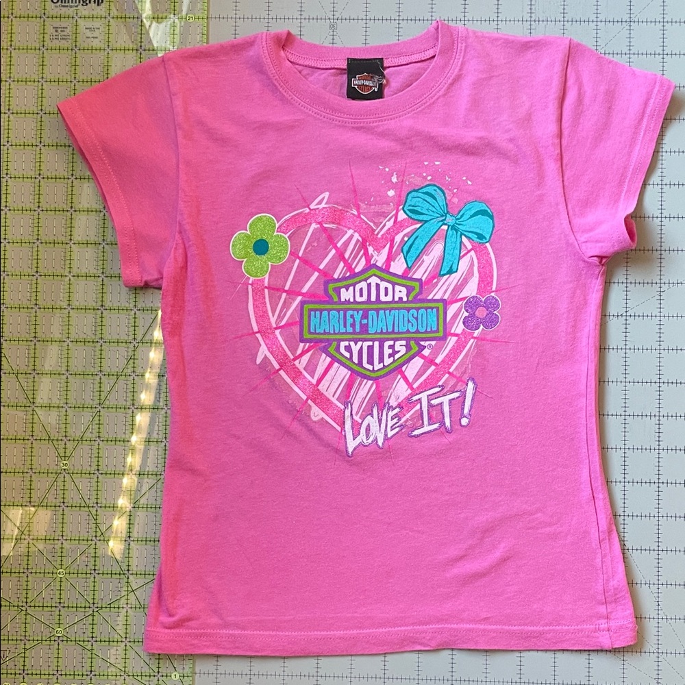 Harley-Davidson Kids T-Shirt in Pink with Heart Design